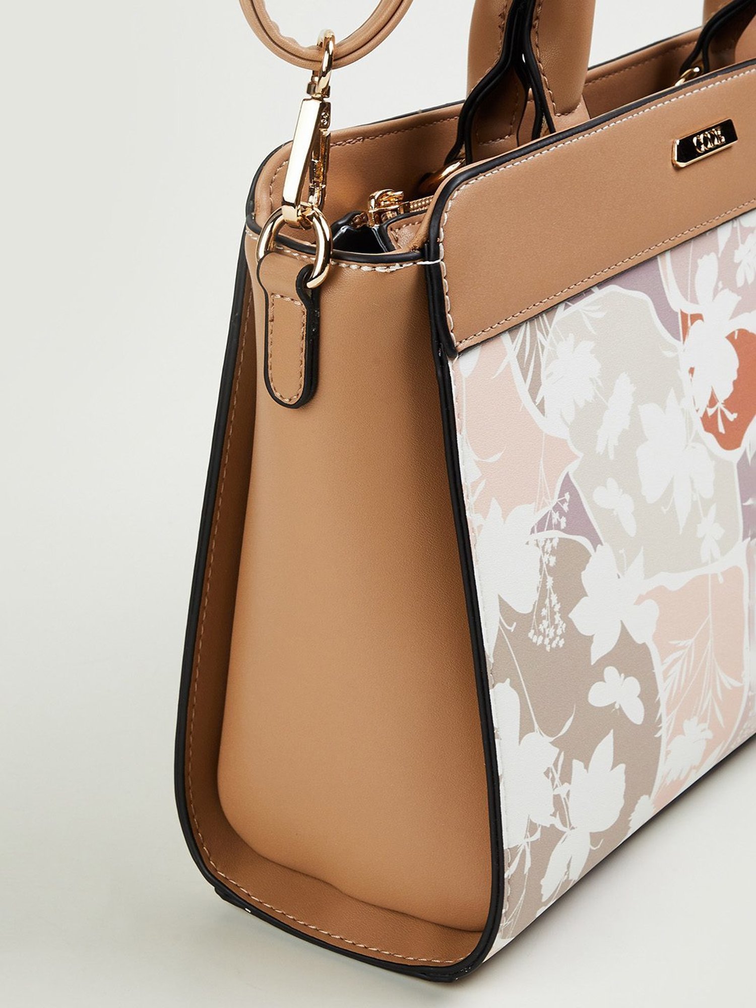 Code by Lifestyle Taupe Printed Satchel Handbag