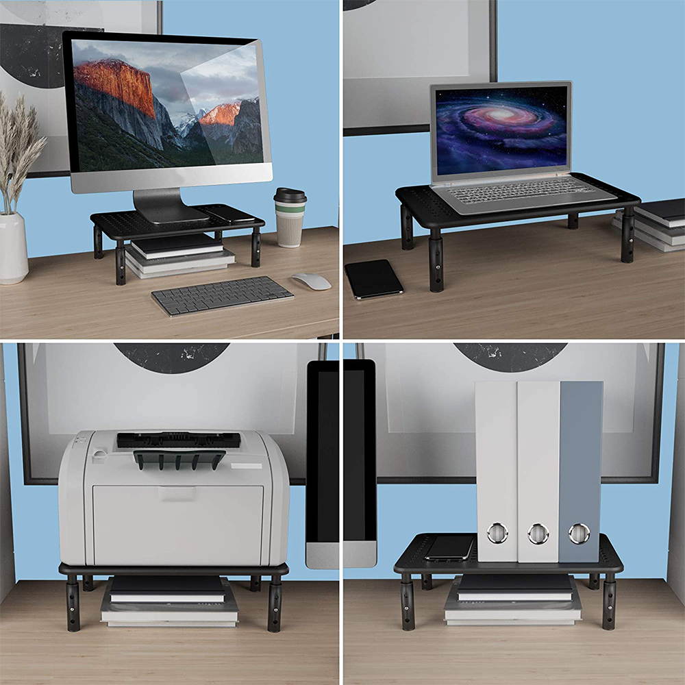 14.5''x 9.2'' Monitor Stand Riser with Vented Metal 3 Height Adjustable (3.9'',4.7'',5.5''), Dual Monitor Stand for Computer, Laptop, iMac, PC, Printer, Desktop Ergonomic Monitor Riser Stand