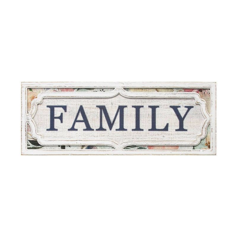 31.5" x 11.81" Floral Family Wall Décor White/Blue - Stratton Home Décor