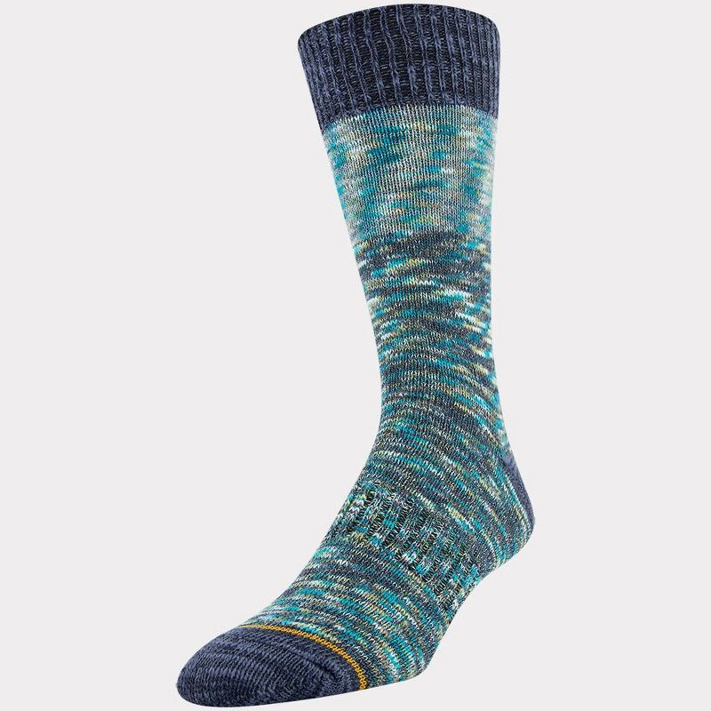 Signature Gold by GOLDTOE Men's Native Nomad Crew Mosaic Colorblock Socks 2pk - Marbled Navy 6-12.5