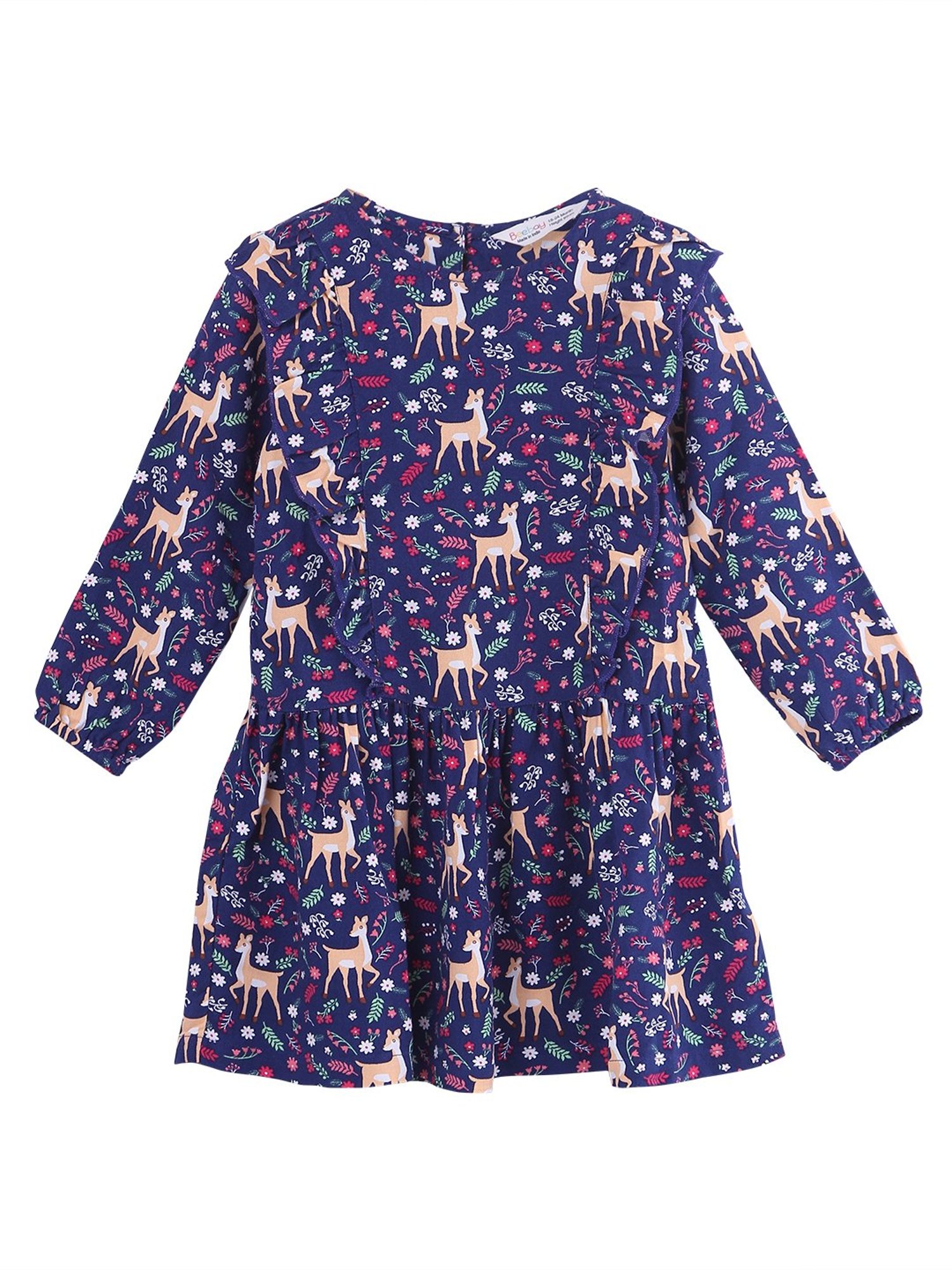 Beebay Kids Navy Printed Dress