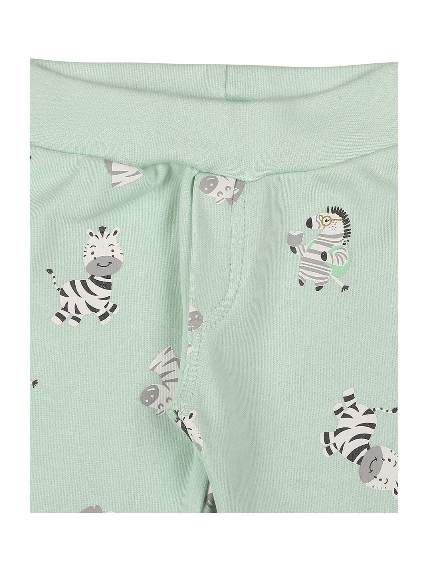 Mee Mee Kids Green & Grey Cotton Printed Joggers (Pack of 3)