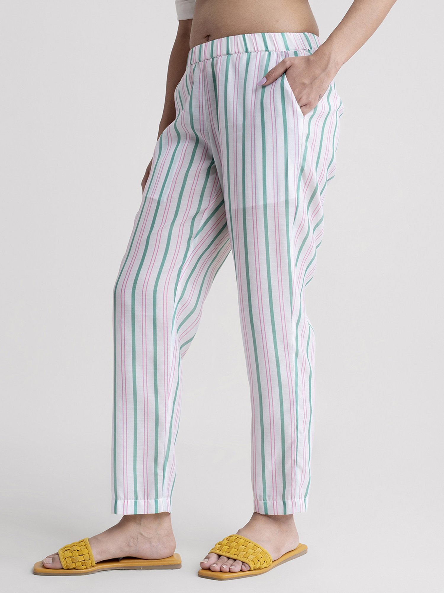 Pink Fort White Striped Pants