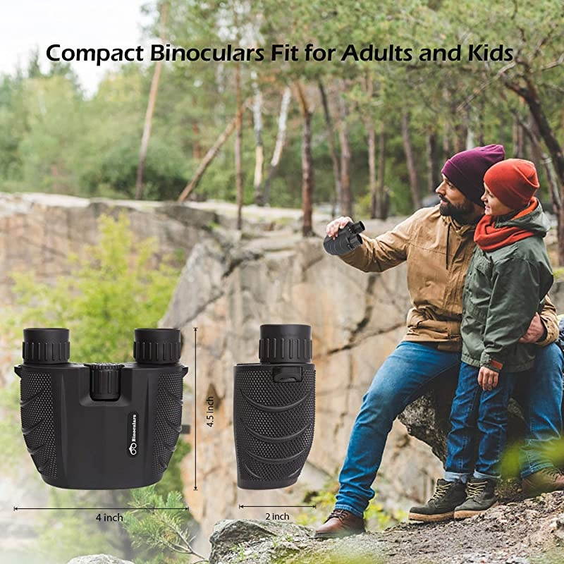 10x25 Compact Binoculars High Powered Binoculars for Adults with Low Light Night Vision Easy Focus Binoculars Clear for Bird Watching Outdoor Sports Games and Concerts