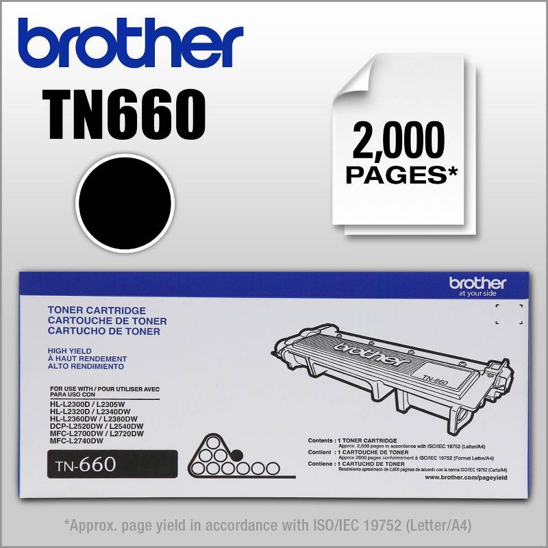 Brother Genuine TN660 High-Yield Black Toner Cartridge - Black (TN660)