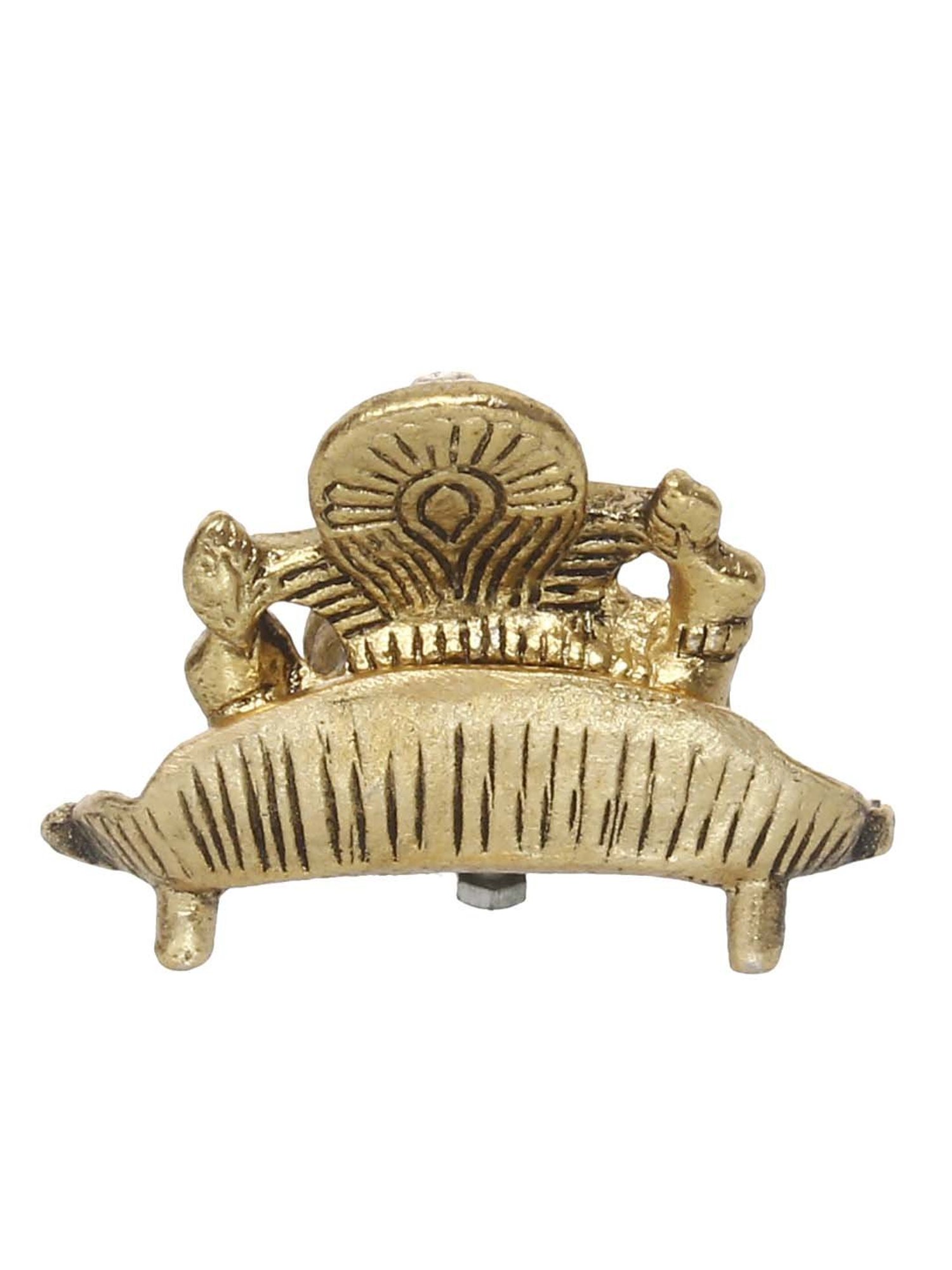 eCraftIndia Golden Lord Ganesha with Diya on Leaf Handcrafted Metal Showpiece
