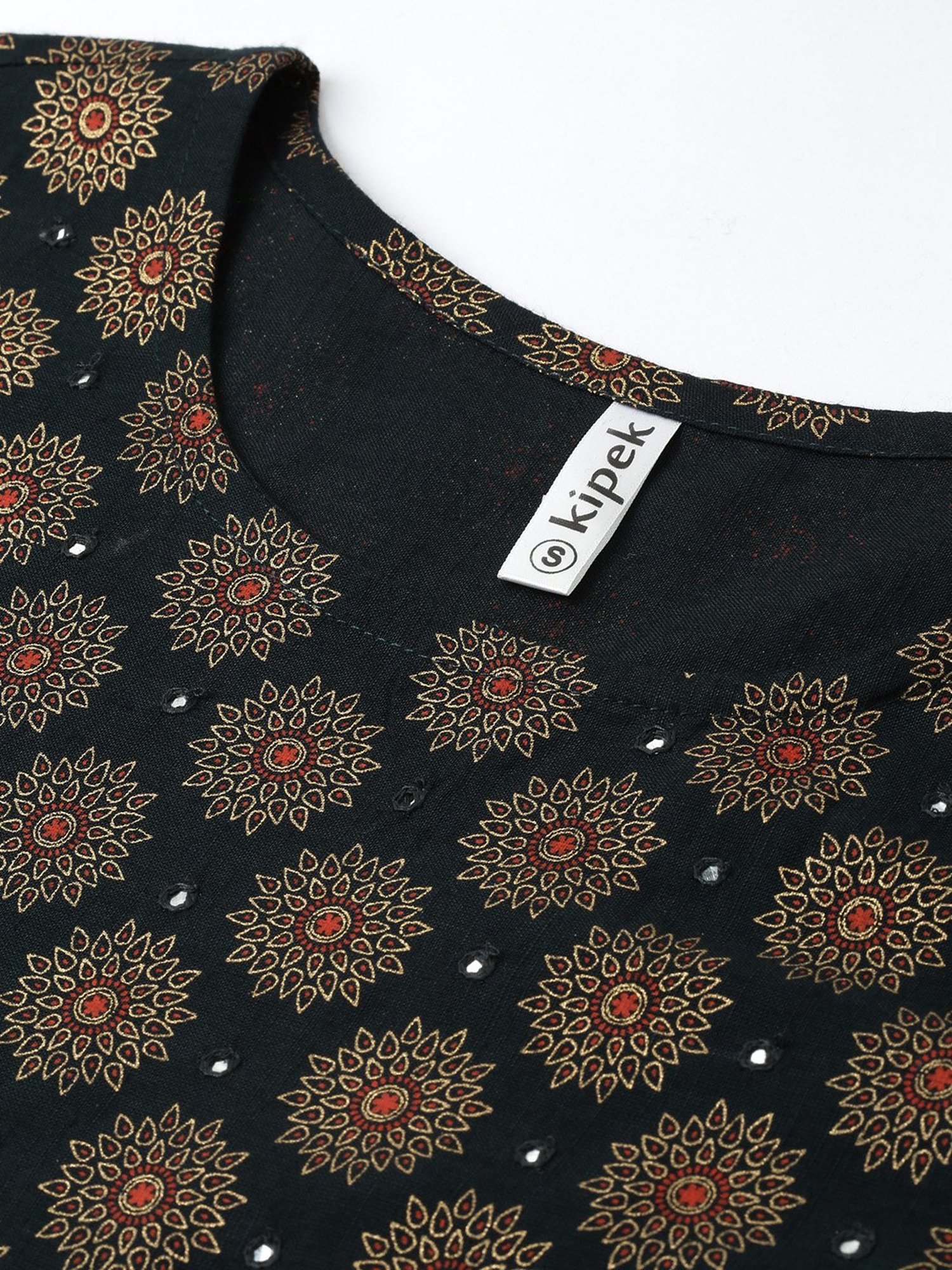 Kipek Black Rayon Printed Anarkali Kurta