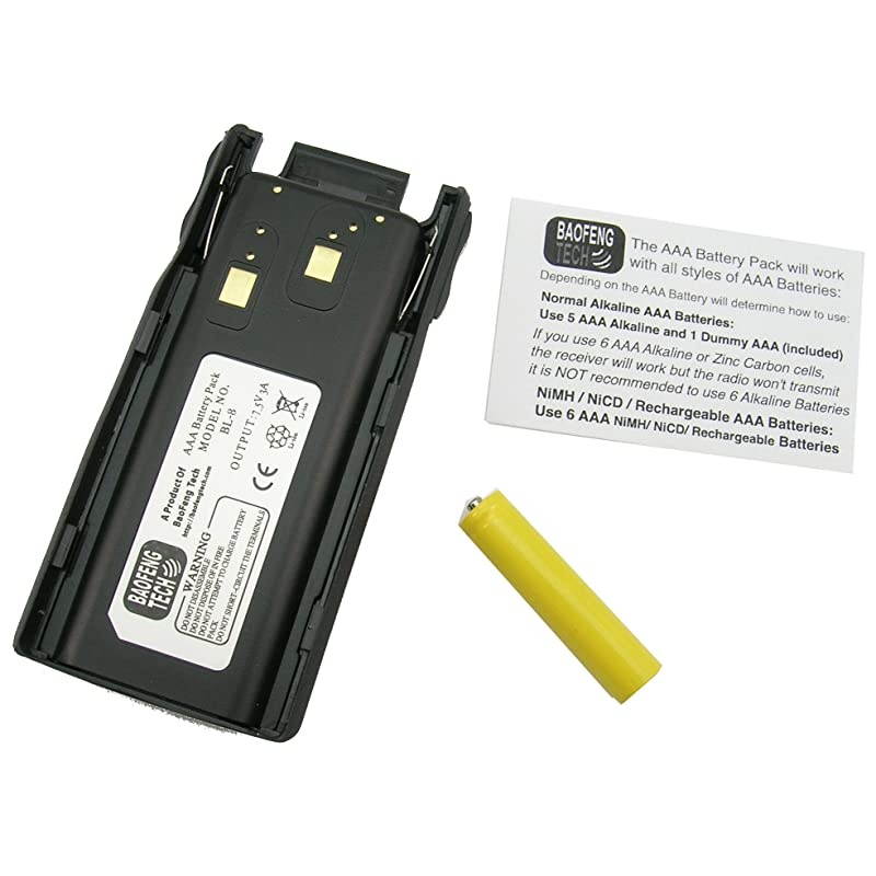BL-8AAA AAA Alkaline BL8 Backup Battery Case for BaoFeng and  UV-82 Series Radios, Compatible with GMRS-V1, MURS-V1, UV-82HP, UV-82C