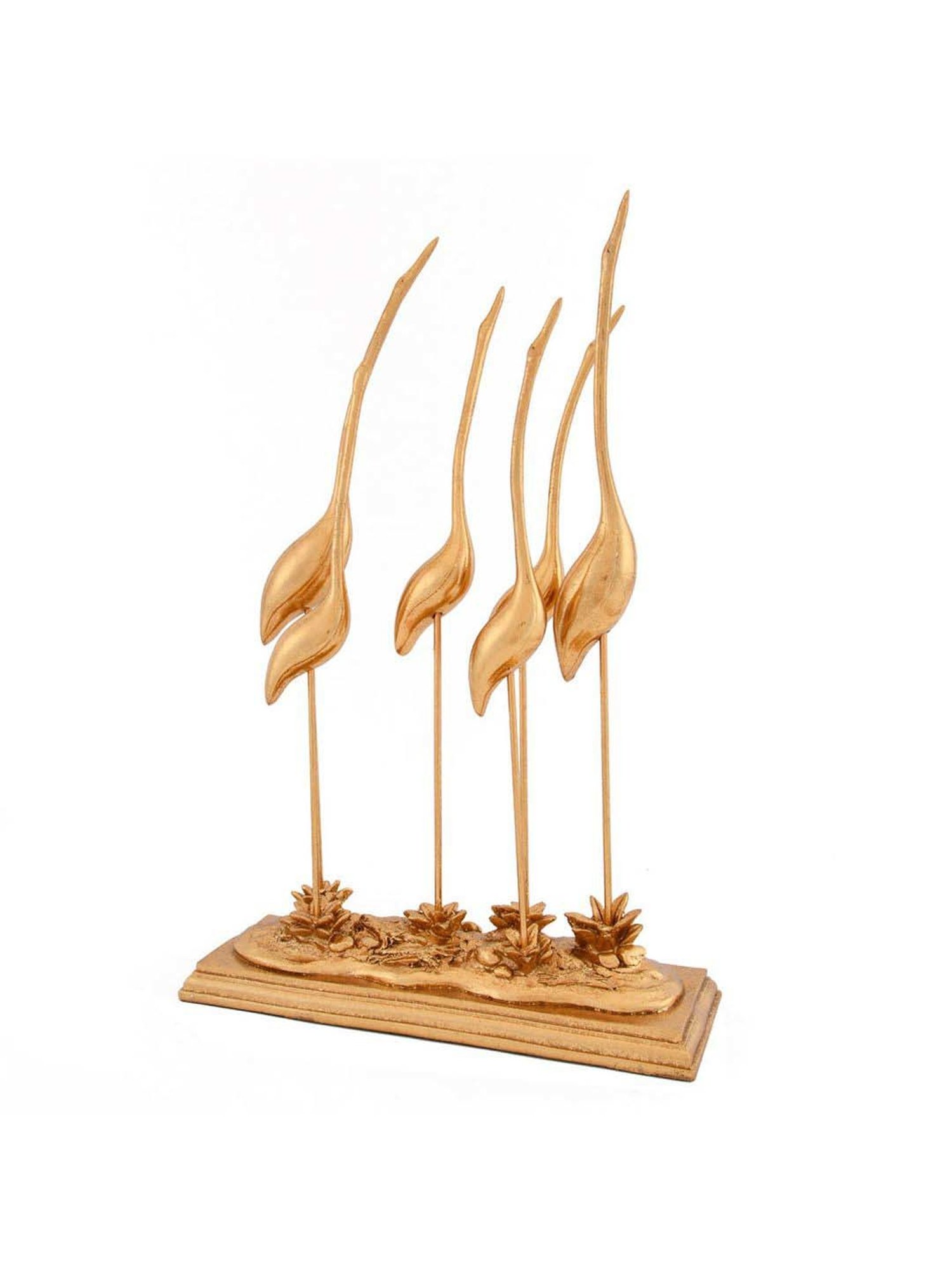 @home Gold Resin Six Cranes Decorative Showpiece