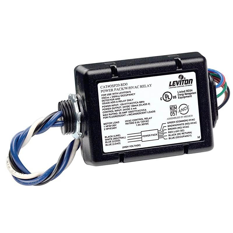 OSP20-RD0 Fluorescent/Incandescent Power Pack for Occupancy Sensor with HVAC Relay, 20 Amp FL/INC, 120-277V, Black