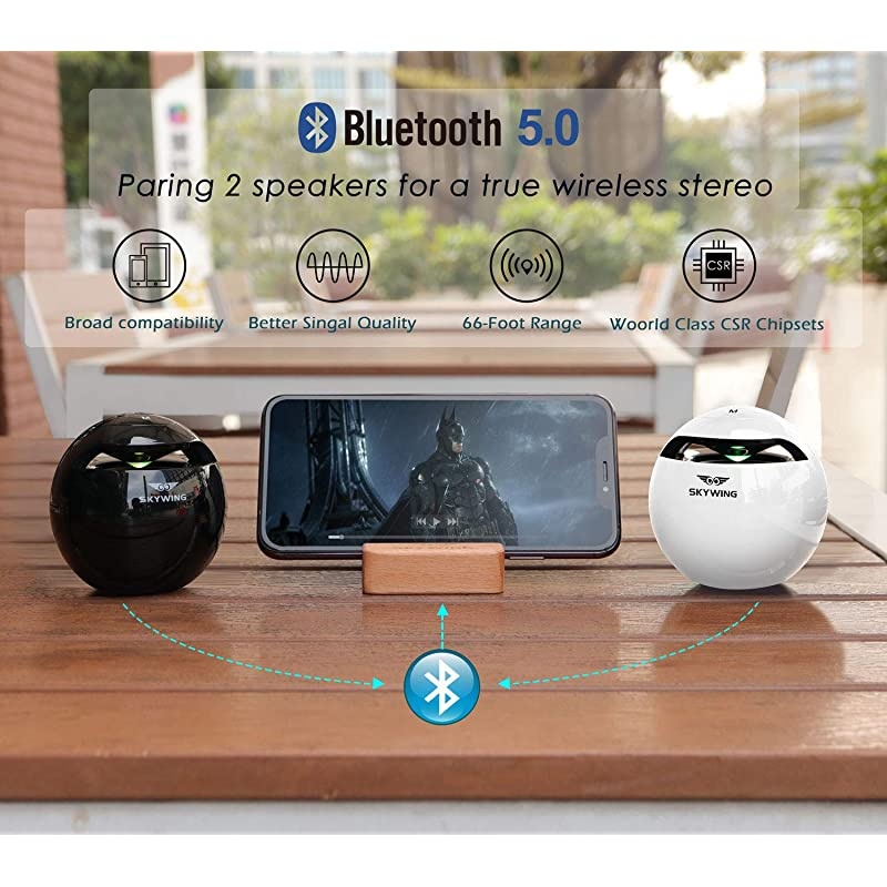 SoundAce S5 Mini 5W Wireless Speaker with Light, 15H Music, Premium Small LED Portable Bluetooth Speaker for iPhone iPad Girls Birthday Kitchen Bathroom Bedroom, White