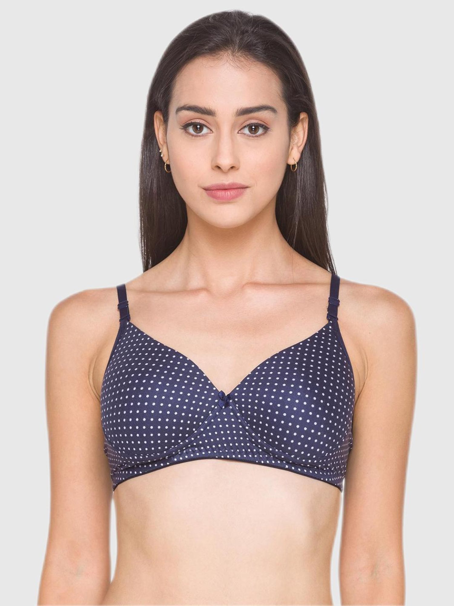 Candyskin Navy Blue Polka Dot Print Padded Bra