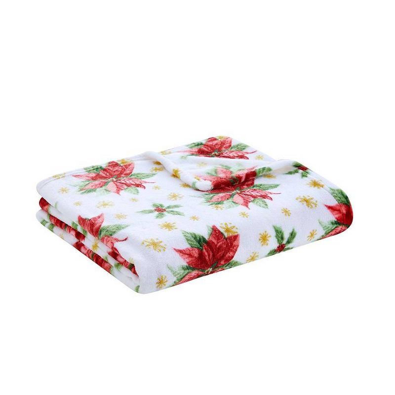 50"x60" Pointsetta Fun Printed Throw Blanket Red - VCNY