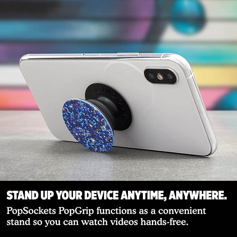 PopGrip with Swappable Top for Phones and Tablets Sparkle Peacock
