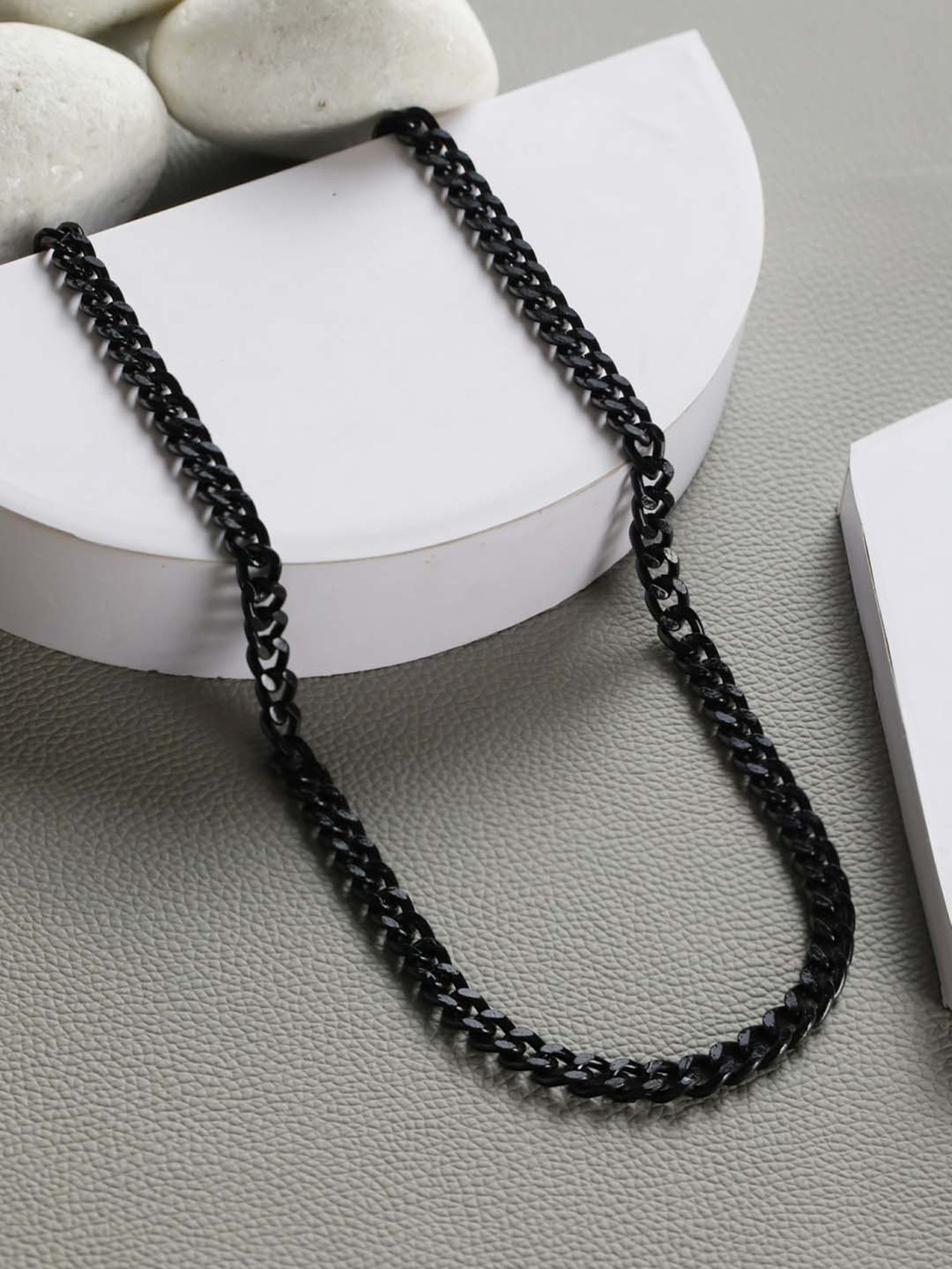 Bold by Priyaasi Thick Black Curb Chain for Men