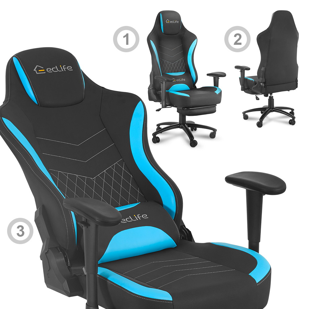 Ergonomic Racing Style Gaming Chair LUCKWIND Racing Chair
Massage Gaming Chair Office Chair Height Adjustment Recliner Swivel Rocker With Retraceable Footrest And  Massage Lumbar Pad E-Sports Chair