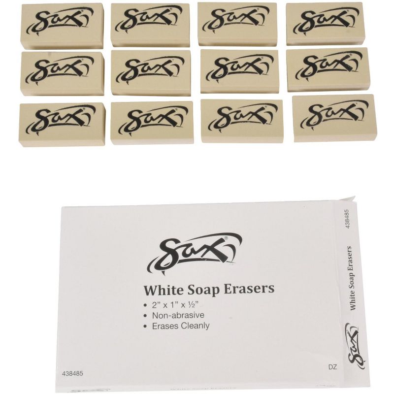 Sax Soap Erasers, 2 x 1 x 1/2 Inches, White, pk of 12