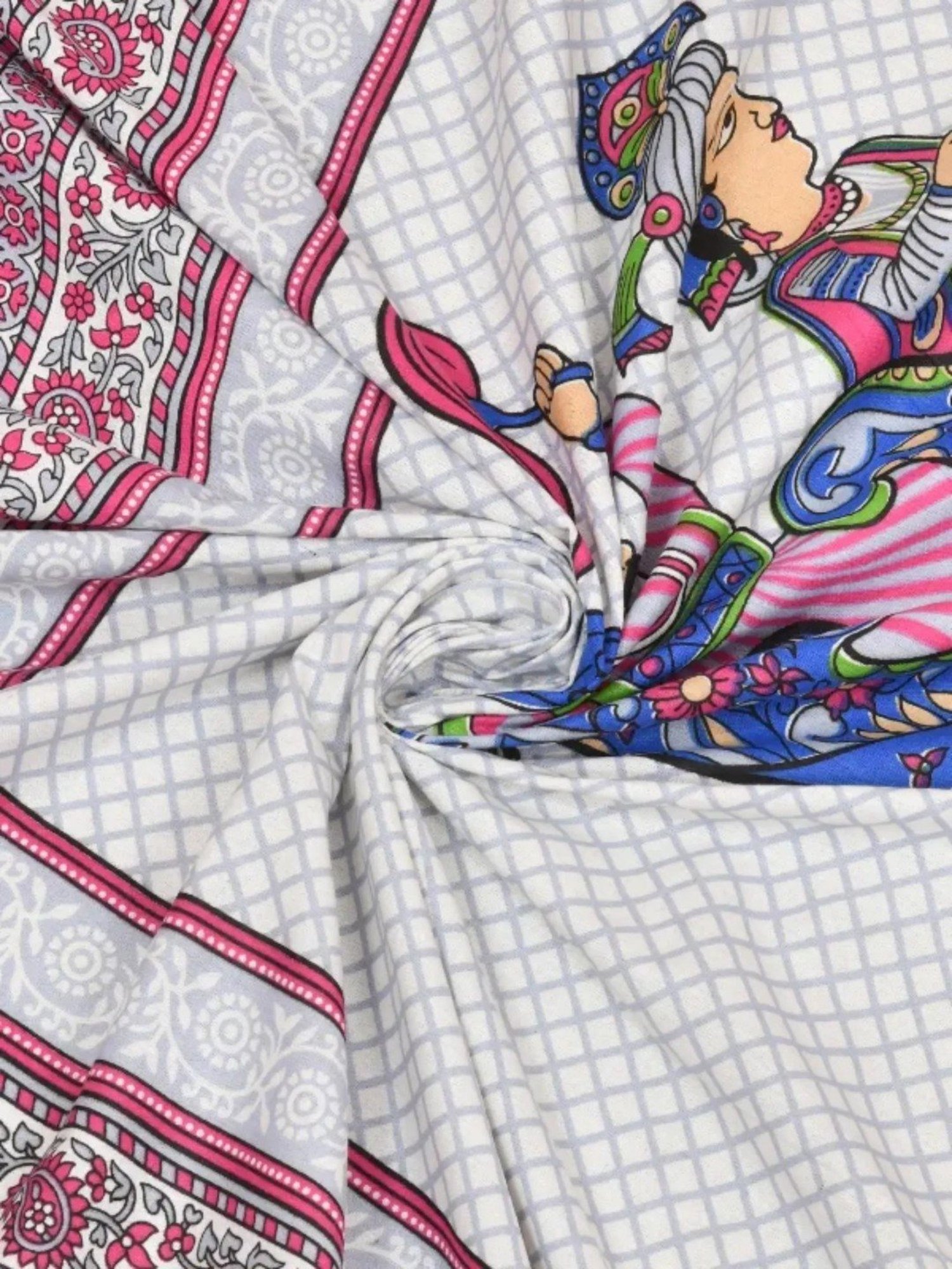 Living Roots Printed Pink 240 TC Cotton Bedsheet with 2 Pillow Covers