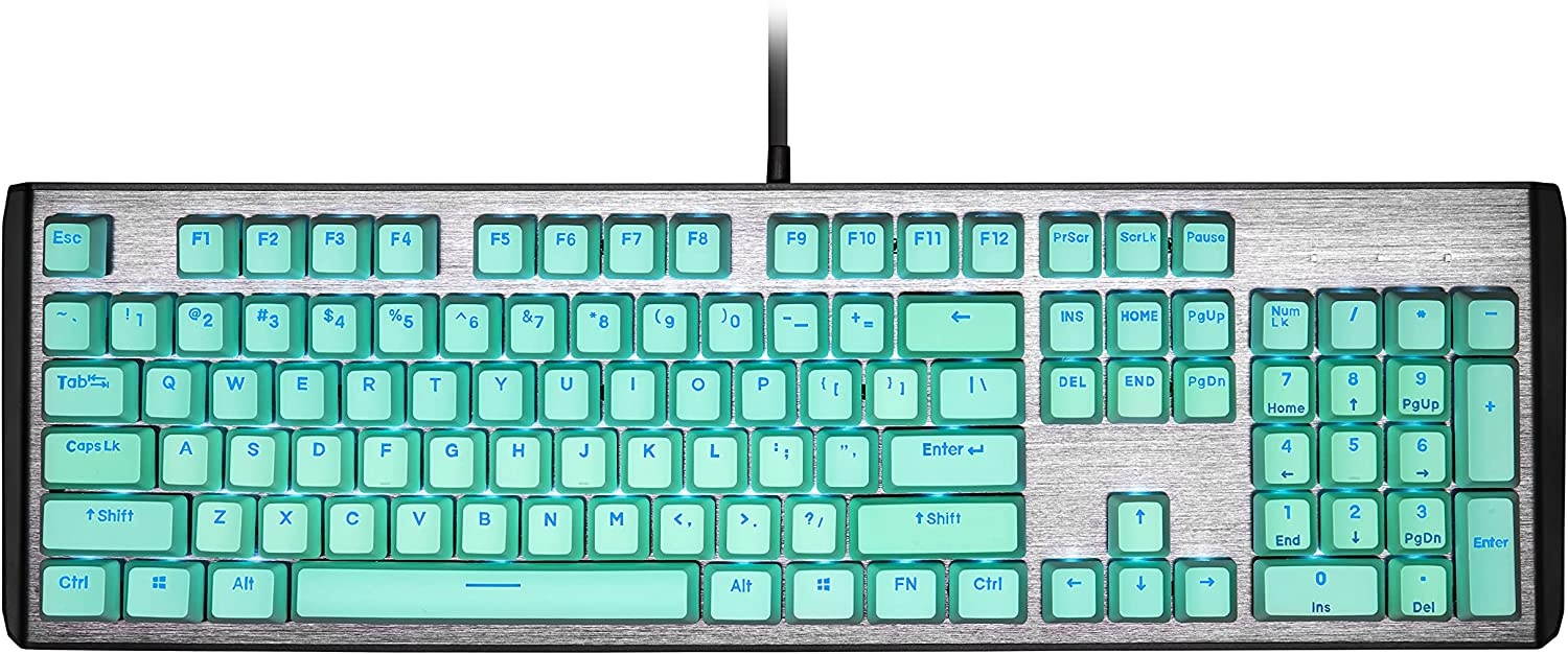 Cooler Master PBT Doubleshot Backlit Keycap Upgrade Set Mint Green for Mechanical Keyboards, Compatible with Standard US 104 Layout Keyboards