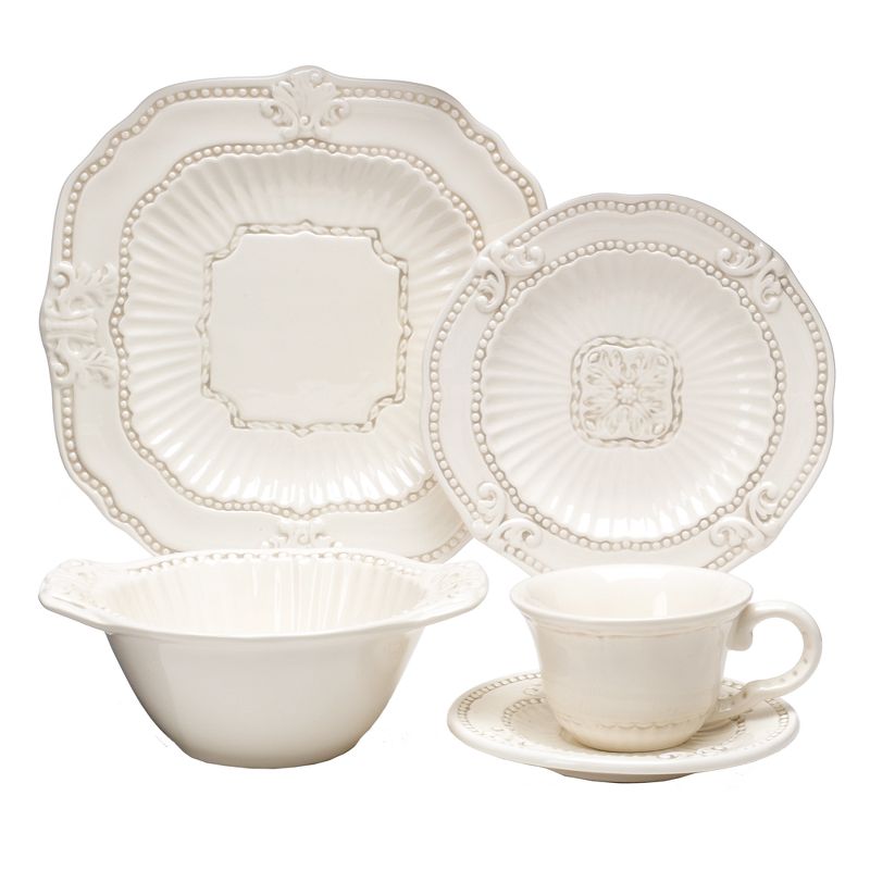 American Atelier Baroque 20pc Dinnerware Set Cream