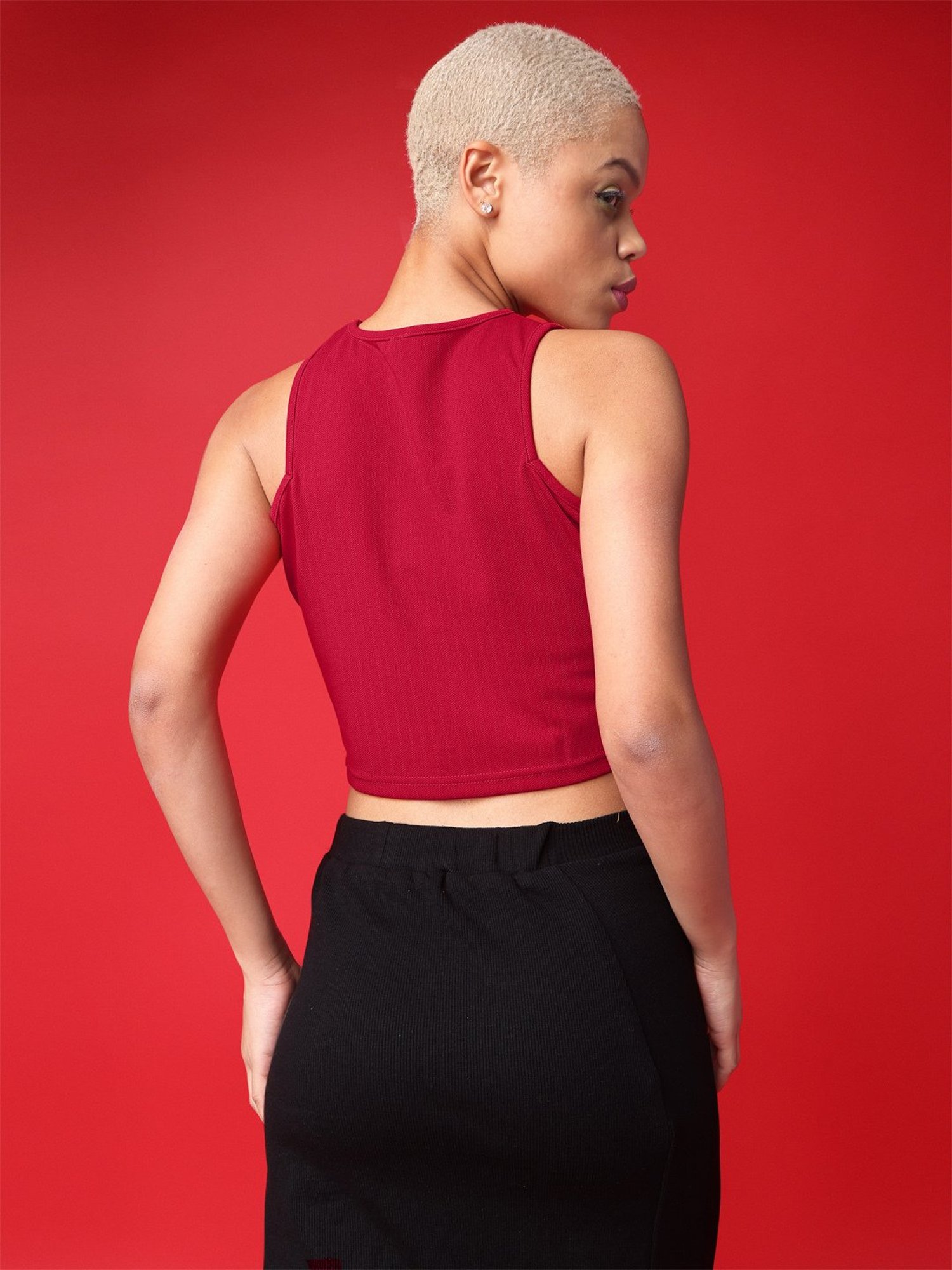 PURVAJA Red Regular Fit Crop Top