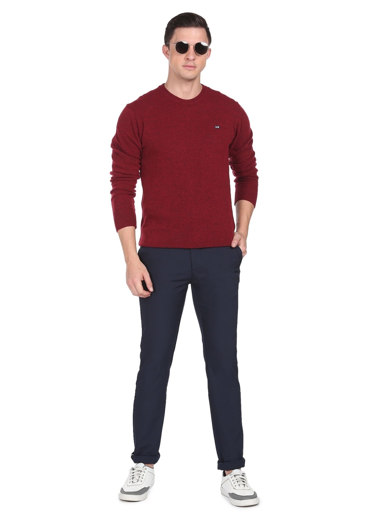 Arrow Sports Red Regular Fit Sweater