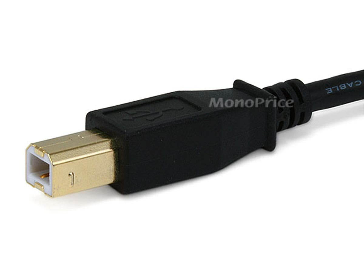 Monoprice USB Type-A to USB Type-B 2.0 Cable - 28/24AWG, Gold Plated, Black, 3ft