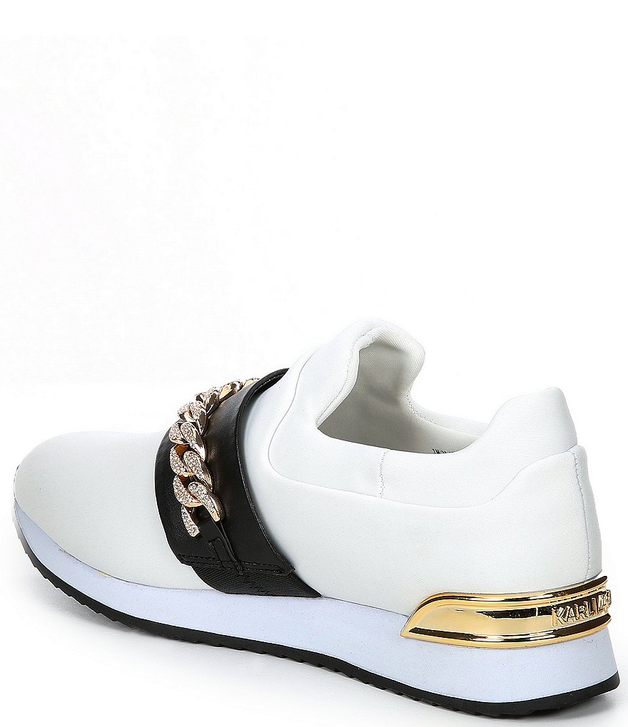 KARL LAGERFELD PARIS Maia Chain Strap Leather Slip-On Sneakers