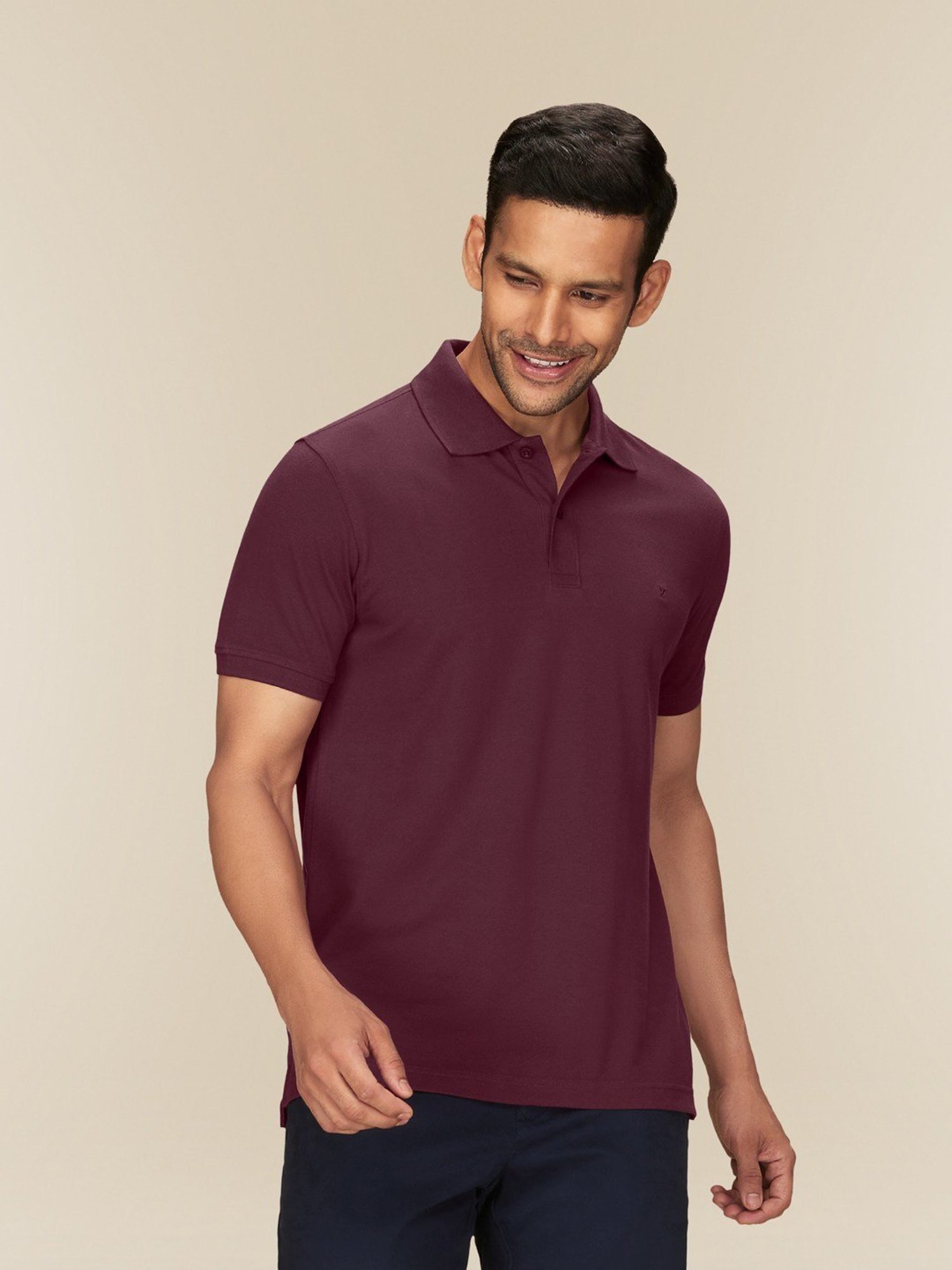 XYXX Merlot Maroon Cotton Regular Fit Polo T-Shirts