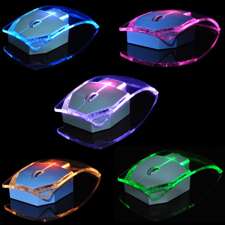 Newest Luminous Colorful Lights 2.4G Wireless Mouse Ultra-thin Power Saving Glow Mice for Notebook Desktop Computer Transparent