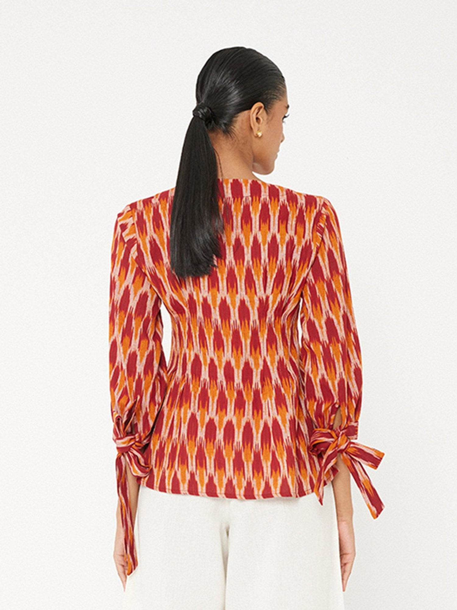 ANCESTRY Orange Printed Top