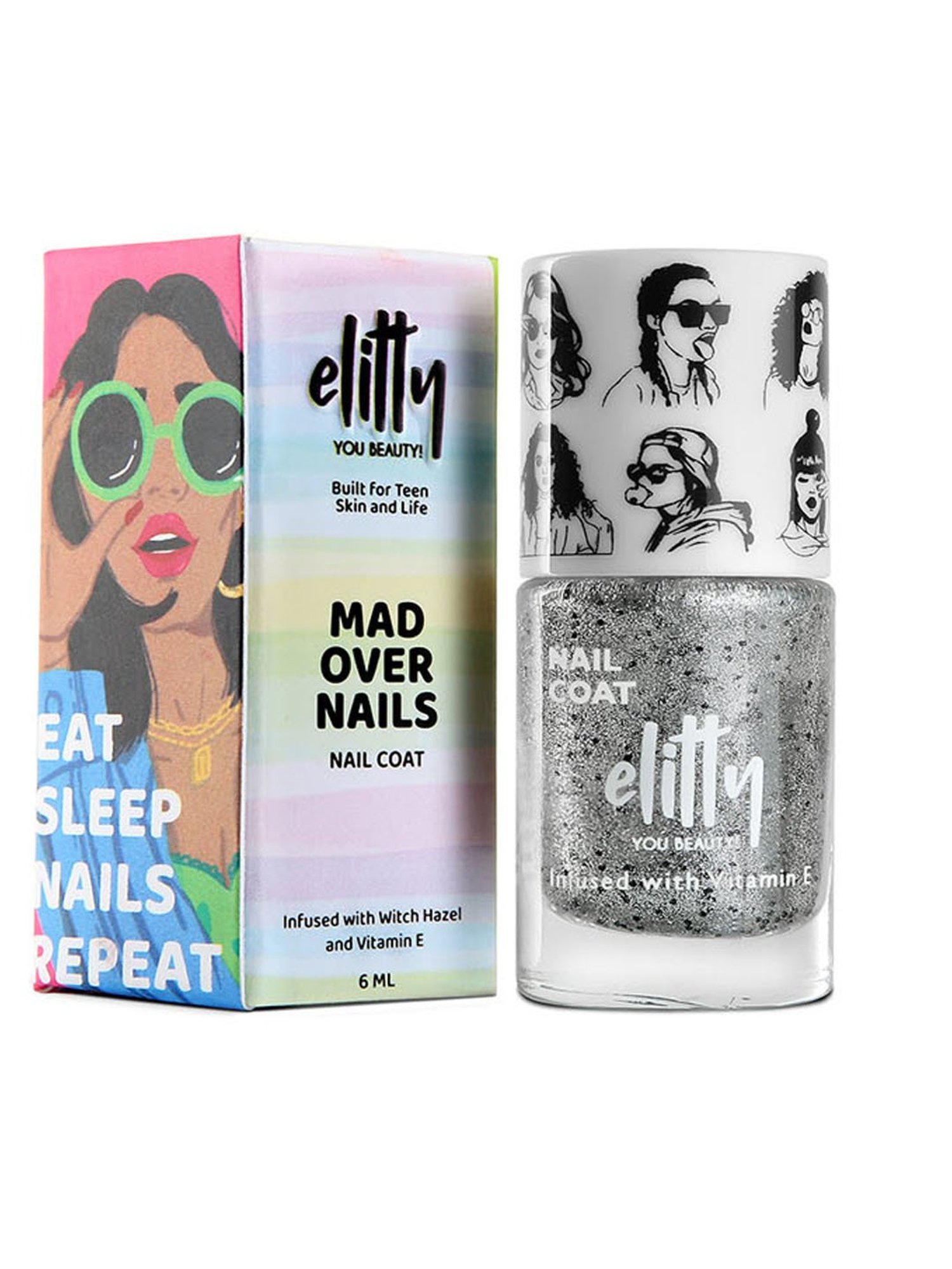 Elitty Mad Over Nails Shimmer Nail Polish Ice Breaker (Silver) - 6 ml