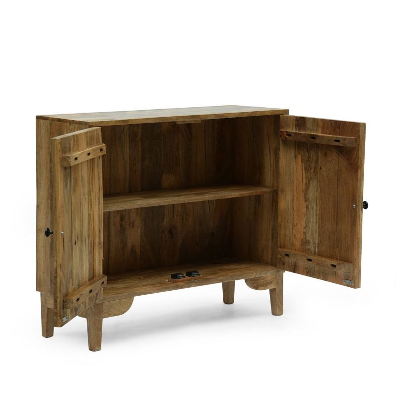 Sula Farmhouse Handcrafted Mango Wood 2 Door Cabinet Natural - Christopher Knight Home