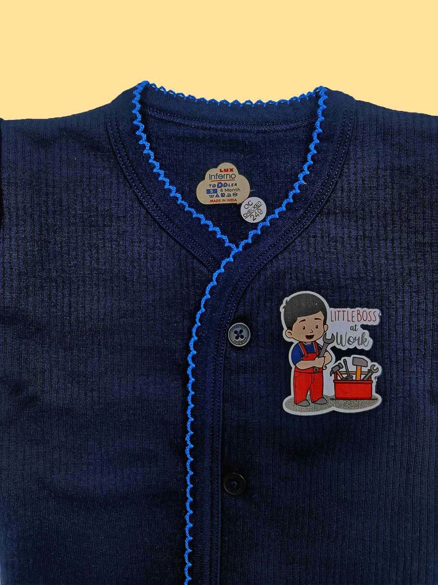 LUX Inferno Kids Blue Printed Full Sleeves Thermal Set(Pack of 2)