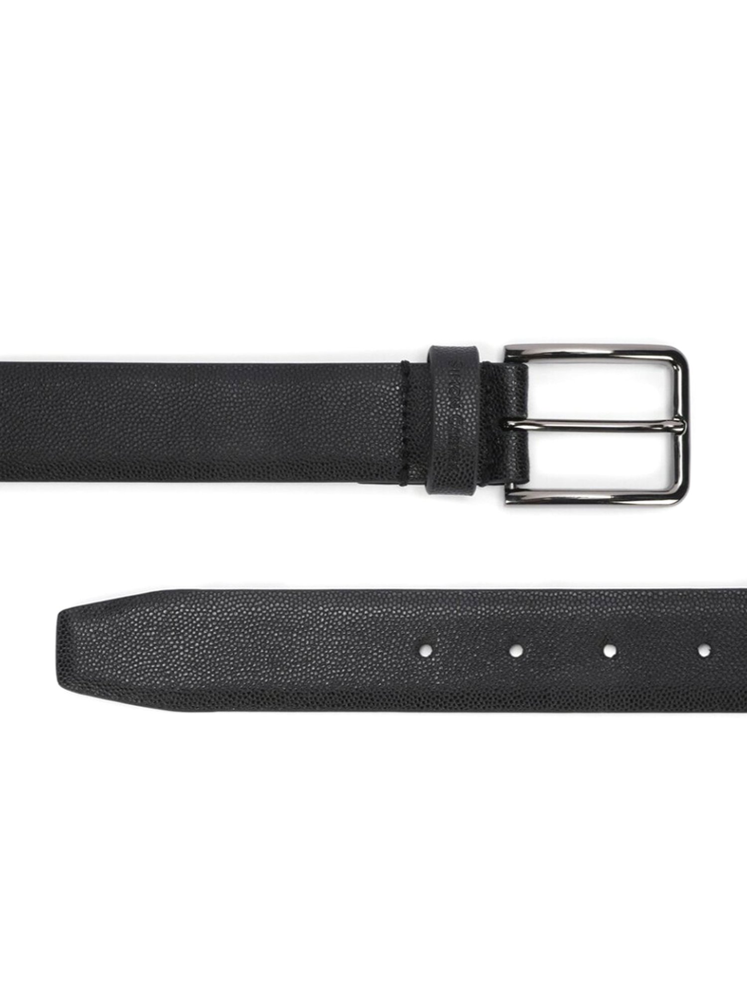 Simon Carter Black Leather Textured Formal Belt for Men