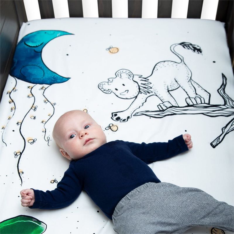 JumpOff Jo Fitted Crib Sheet - Cotton Crib Sheet for Standard Sized Crib Mattresses - Hypoallergenic and Breathable - 28 x 52 Inches - Lionhearted