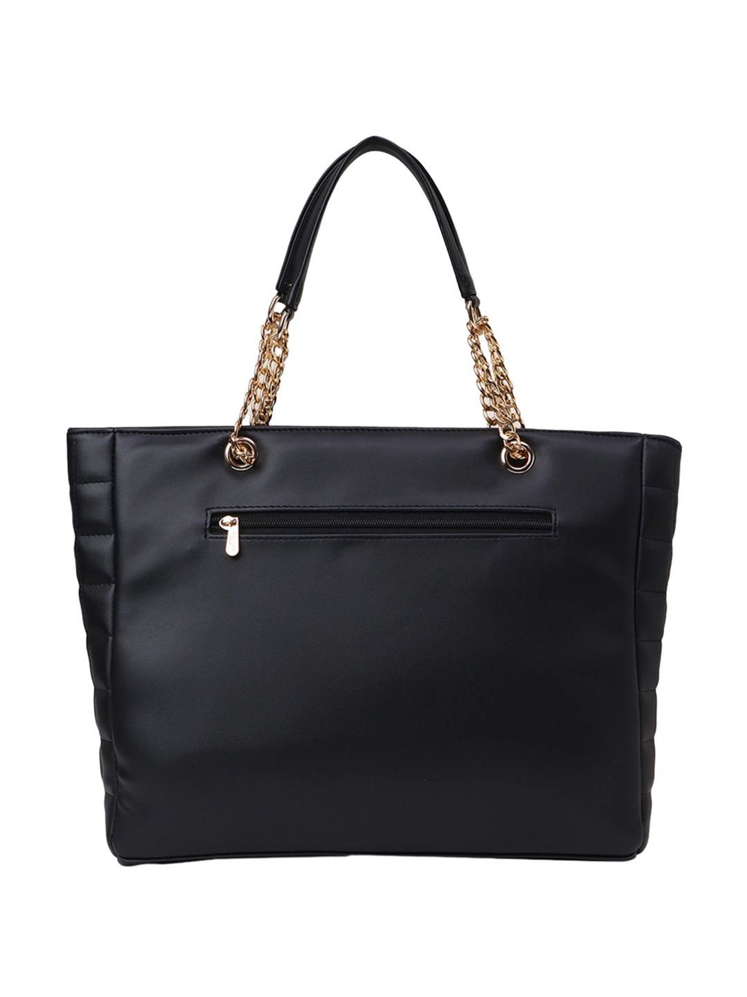 Carlton London Black Textured Medium Tote Handbag