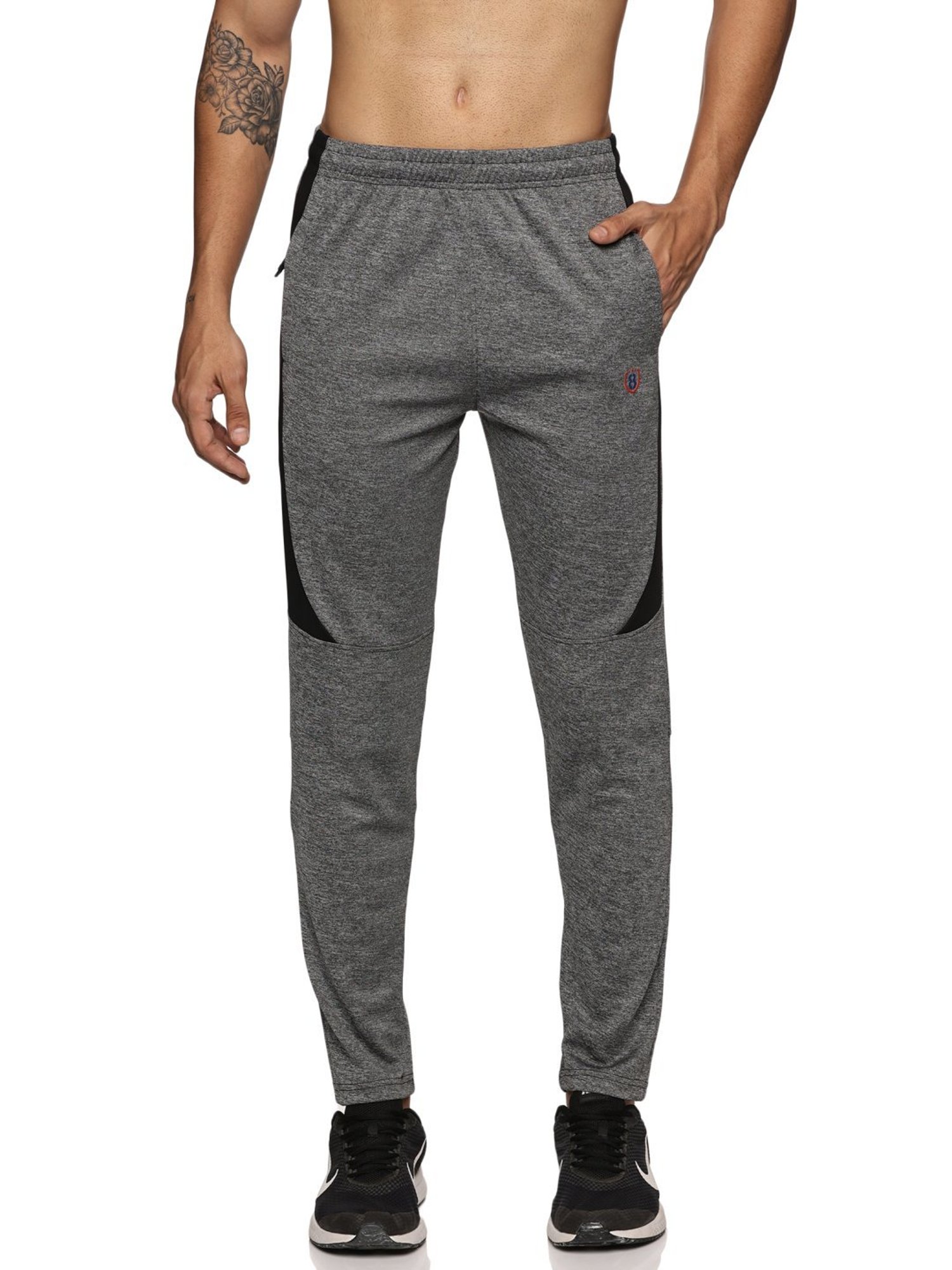 Domin8 Grey Slim Fit Texture Trackpants