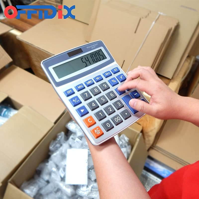 Basic Office Calculators,Solar and Battery Dual Power Electronic Calculator Portable Large LCD Display Calculator Big Numbers Desktop Calculator (Big Size)