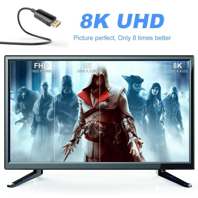 100CM FVH DisplayPort 1.4 8K 60hz Cable Ultra-HD UHD 4K 144hz DP to DP Cable 7680*4320 for Video PC Laptop TV DP-012