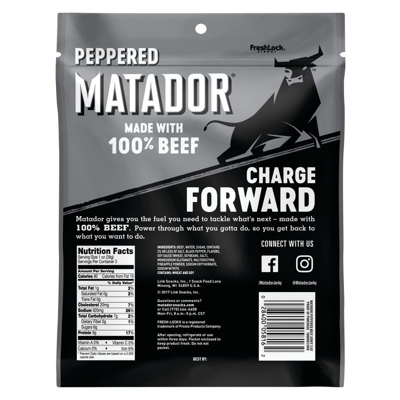 Matador Slow Cooked & Smoked Peppered Beef Jerky - 3oz