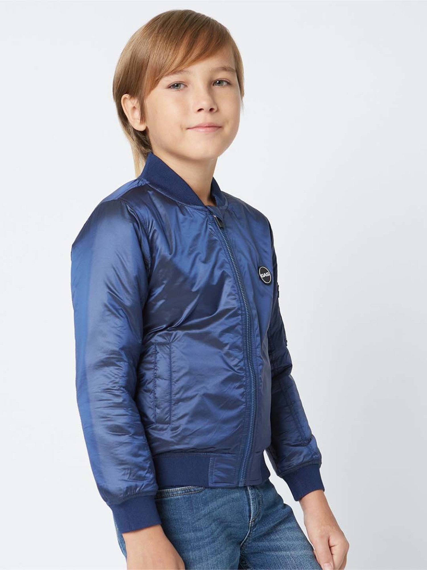 Gas Kids Blue Regular Fit Full Sleeves Bomber Jacket