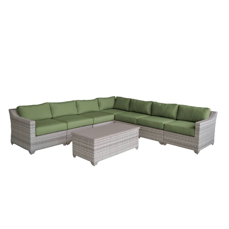 Fairmont 8pc Patio Sectional Seating Set with Cushions - Cilantro - TK Classics