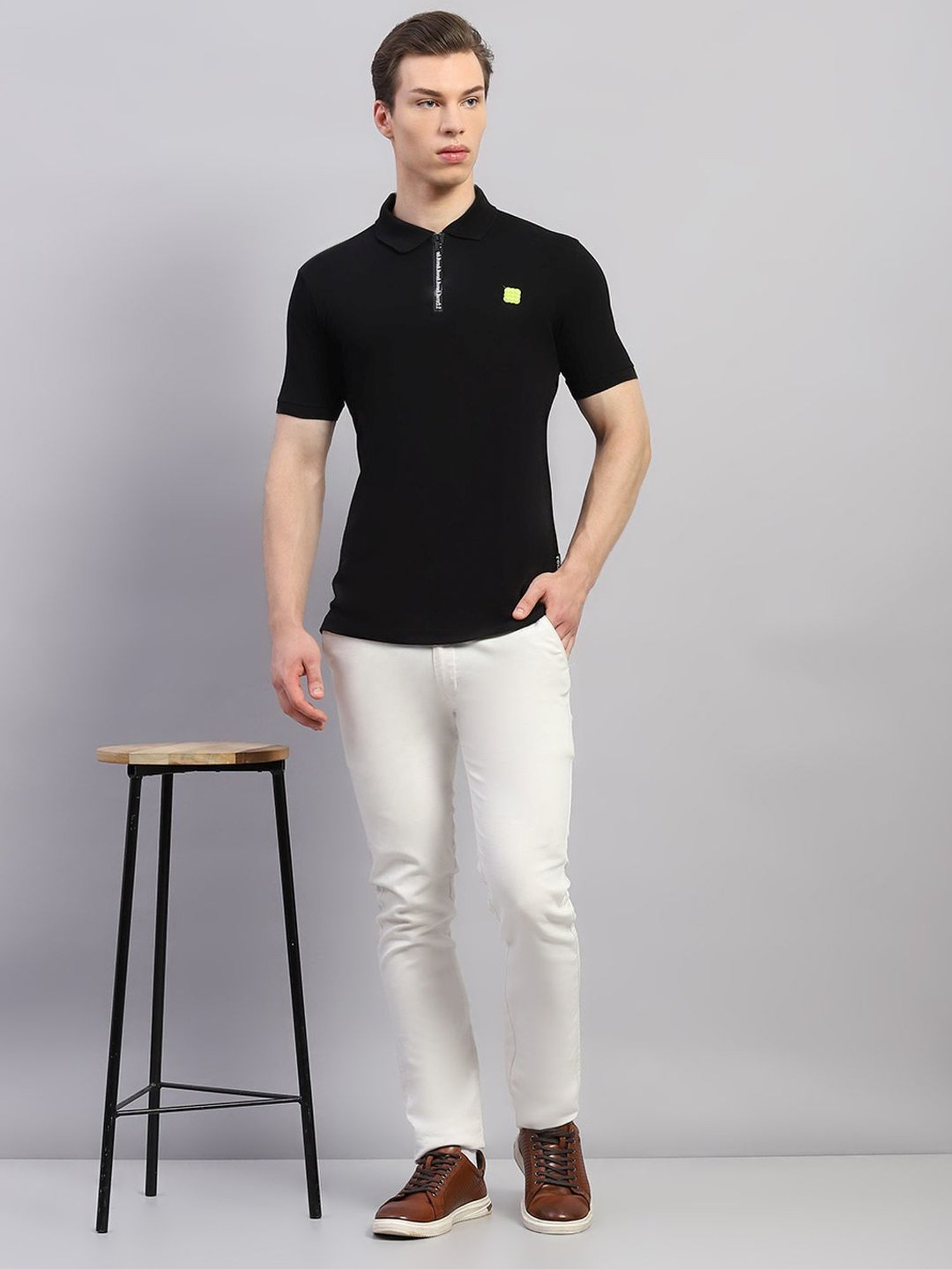 Rock.It Black Cotton Regular Fit Polo T-Shirt