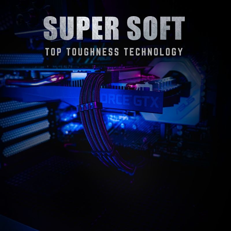 Graphics Card 6+2Pin 8Pin Male to Male Adapter Power Cable for Great Wall Dragon Module Power Supply with Net Cover,Black,about 58cm