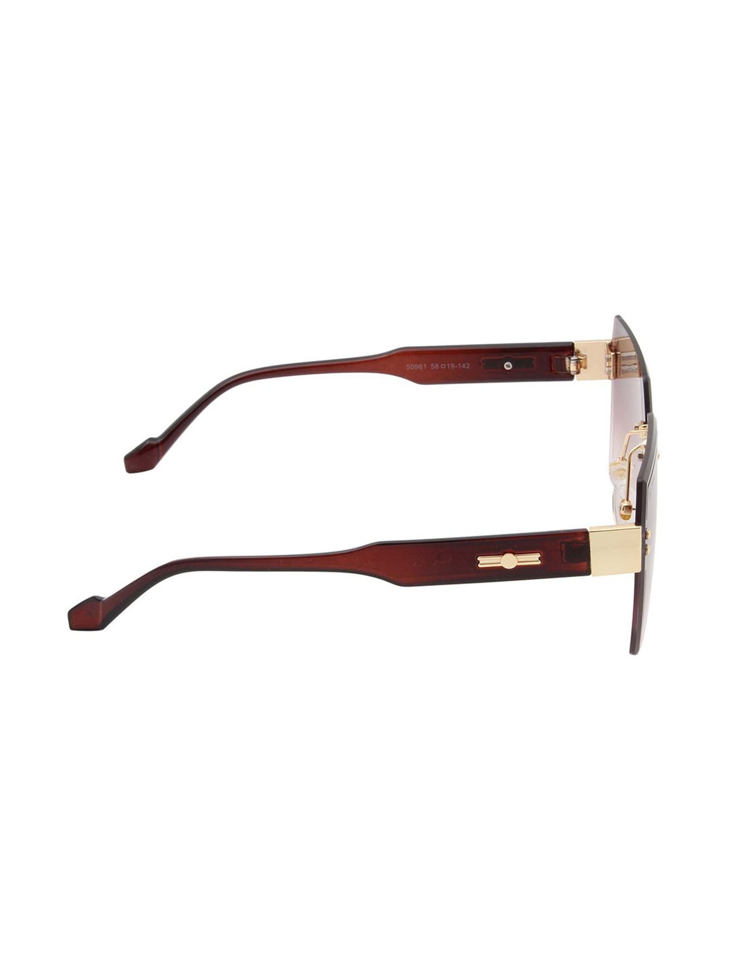 Ted Smith Brown Square UV Protection Unisex Sunglasses