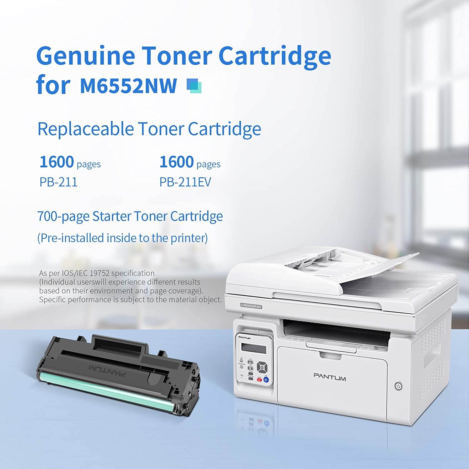 Laser Printer Scanner Copier with ADF, All-in-One Wireless Black and White Printer Print at 23ppm, Pantum M6552NW(V2U93A)
