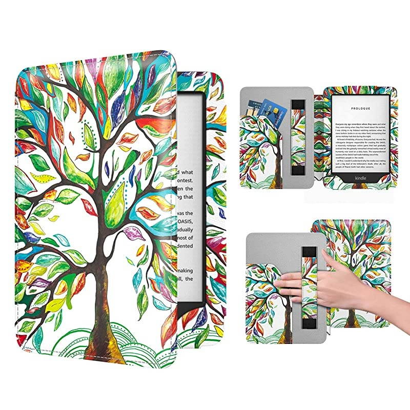 Case Fits AllNew K i n d l e 10th Generation 2019 Release 8th Generation 2016 PU Leather Ultra Lightweight Slim Smart Cover with Hand Strap amp Pocket Auto SleepWake Lucky Tree