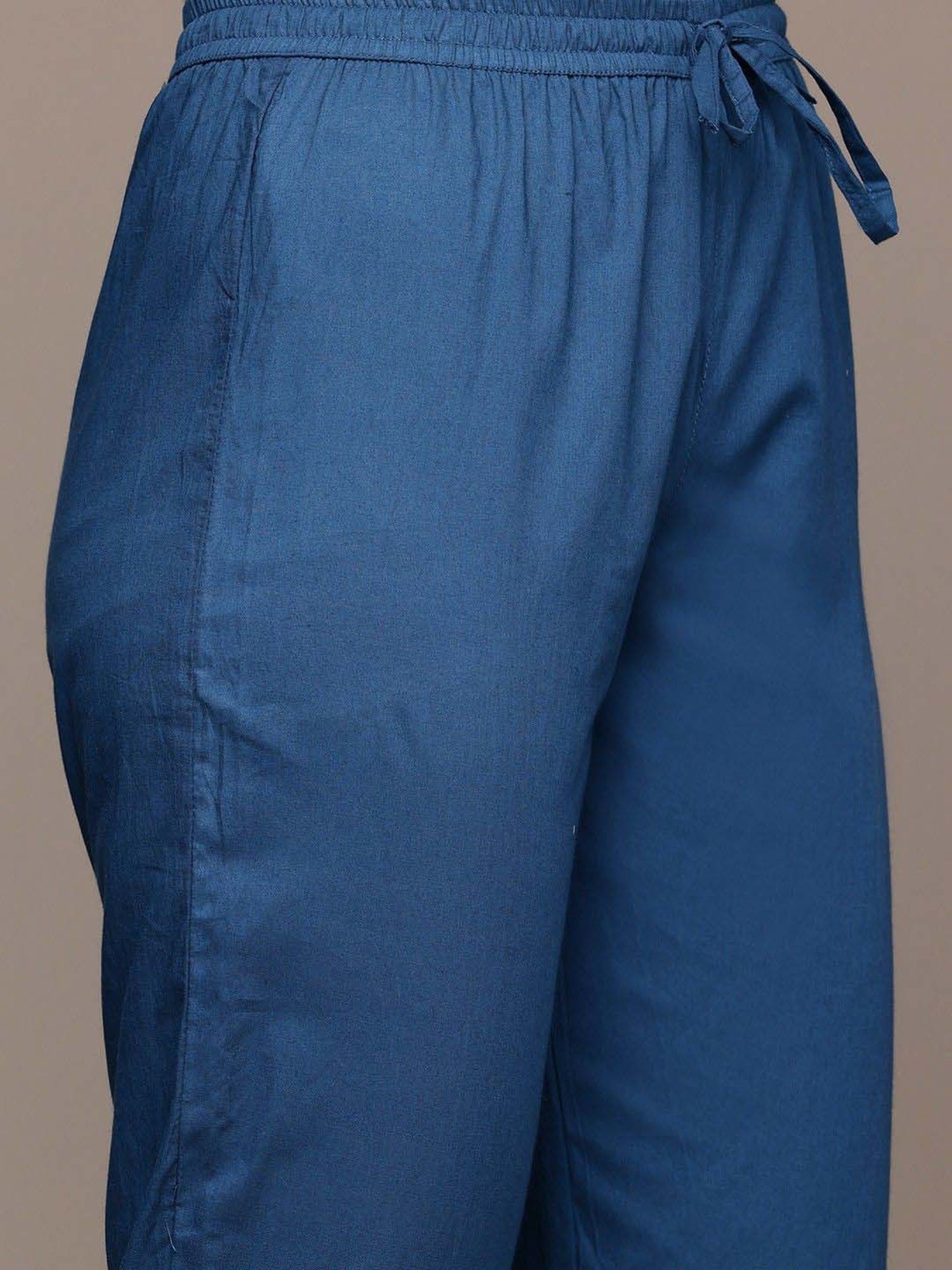 READIPRINT FASHIONS Blue Cotton Embroidered Kurta Pant Set With Dupatta