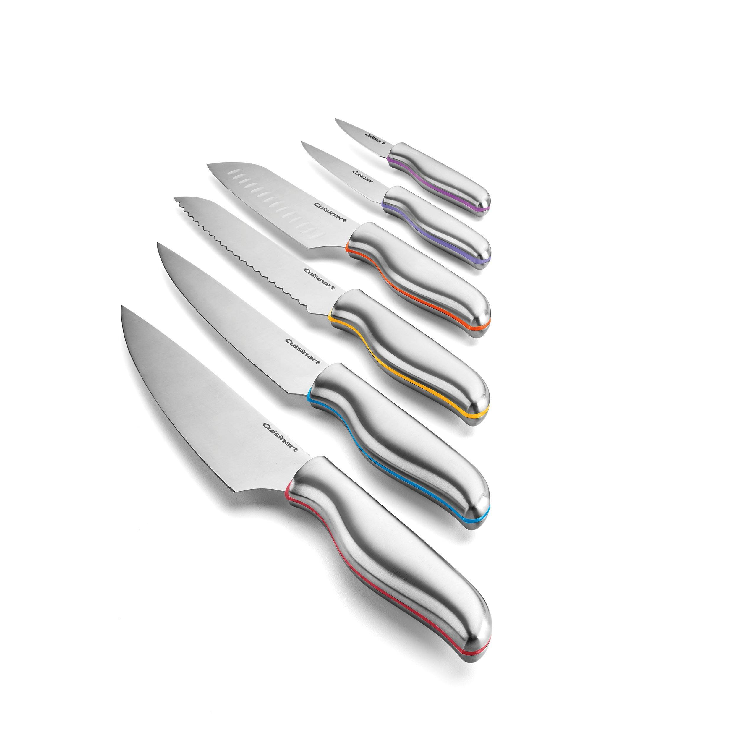 Cuisinart 12 Piece Stainless Steel Color Band Knife Set with Blade Guards C77-12PCS